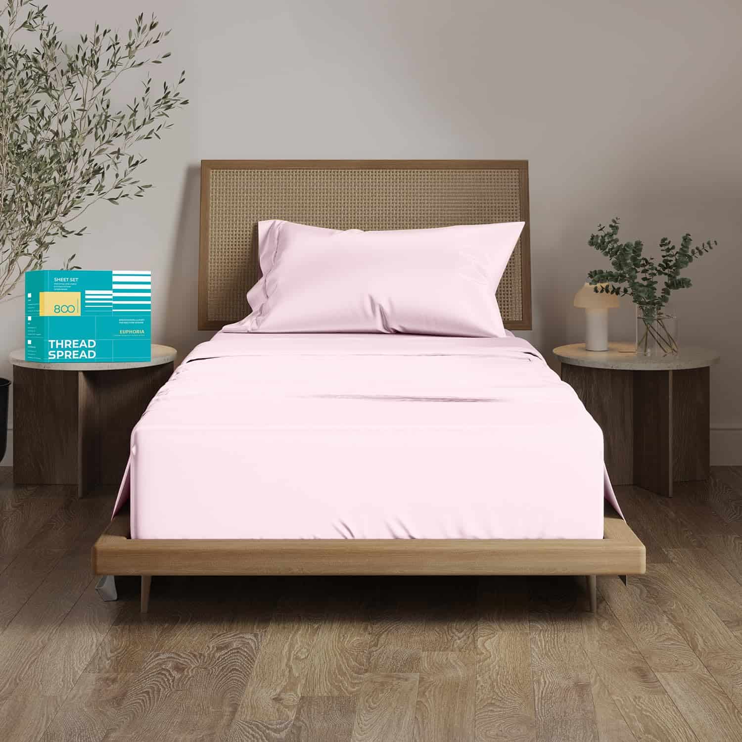 Juego de sábanas de algodón egipcio 100% -Rosa