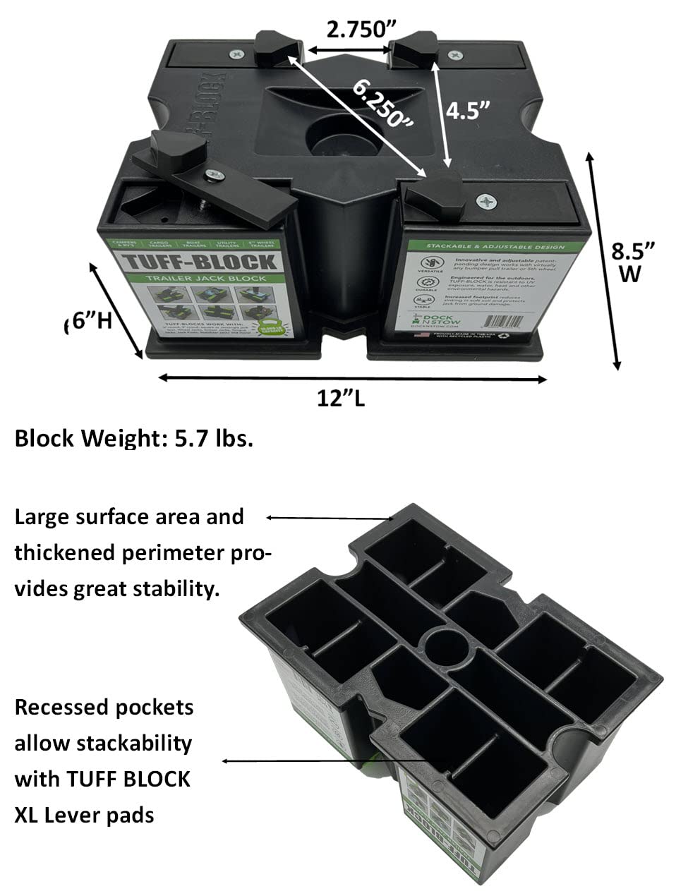 Bloques de Gato para Remolque TUFF-BLOCK de -Negro - Imagen 4