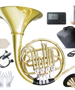 Trompa Sencilla en Si Bemol, 4 Llave Latón Chapado en Oro