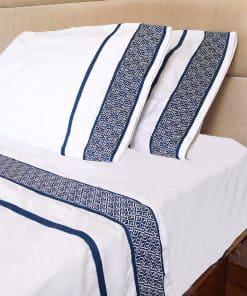 Juego de Sábanas Minor Monkey Queen 1000 Hilos -Blanco y Azu