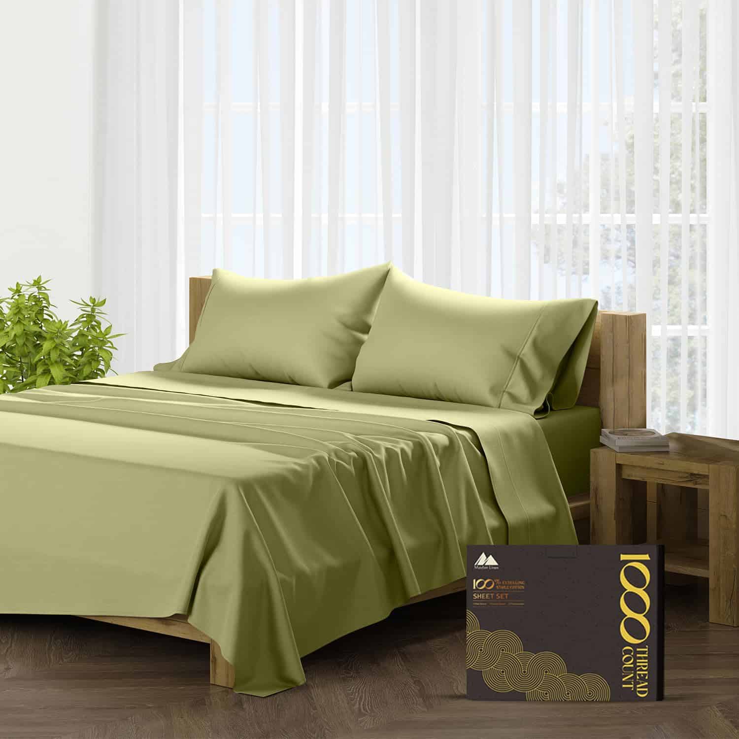 Juego de sábanas de algodón egipcio Mayfair -Verde Salvia