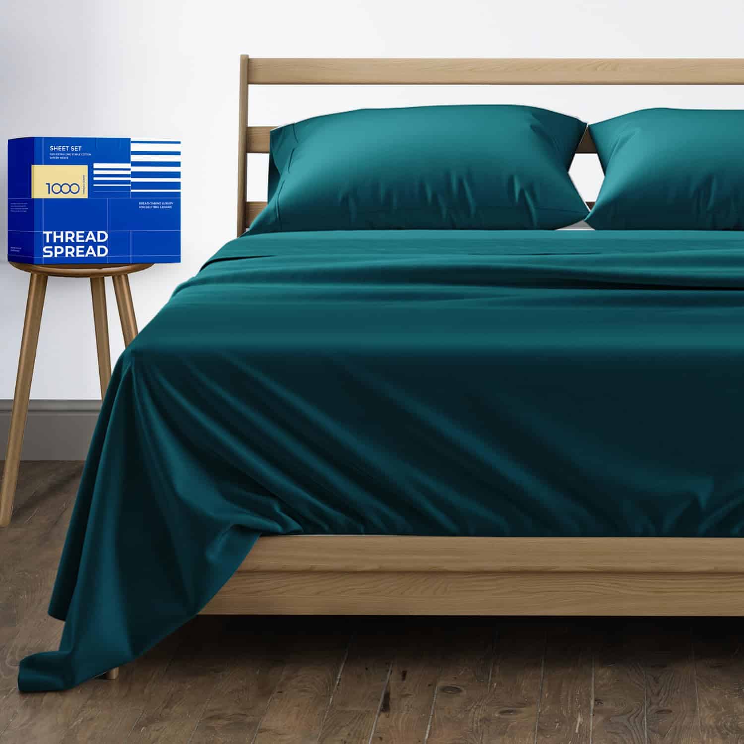 Juego de sábanas 100% algodón egipcio tamaño -Teal
