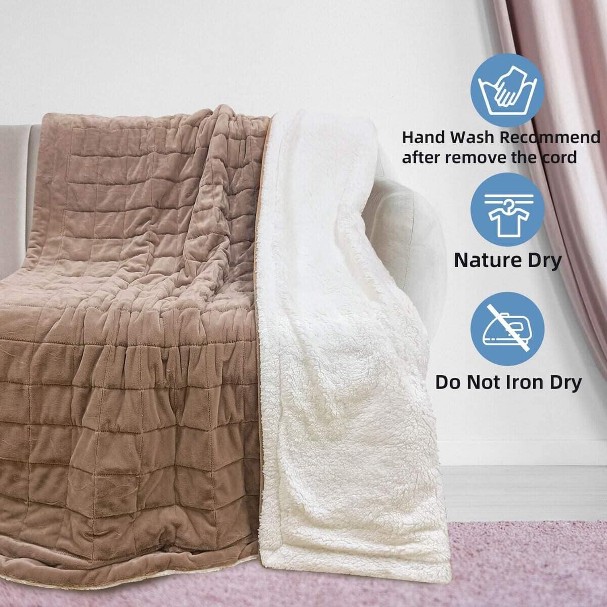 Manta Ponderada Eléctrica ZXU de 50" x 60" con Sherpa para - Imagen 8