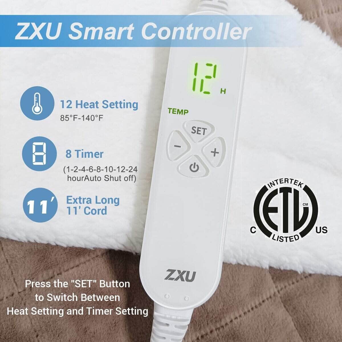 Manta Ponderada Eléctrica ZXU de 50" x 60" con Sherpa para - Imagen 4