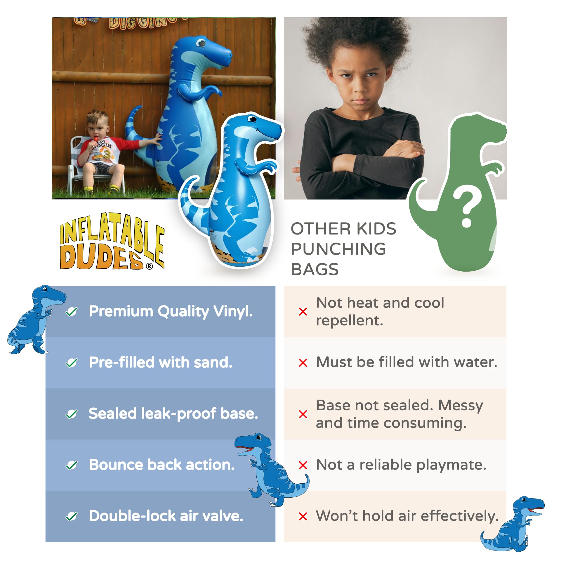 INFLATABLE DUDES Dinosaur 47 Pulgadas - Saco de Boxeo para - Imagen 5