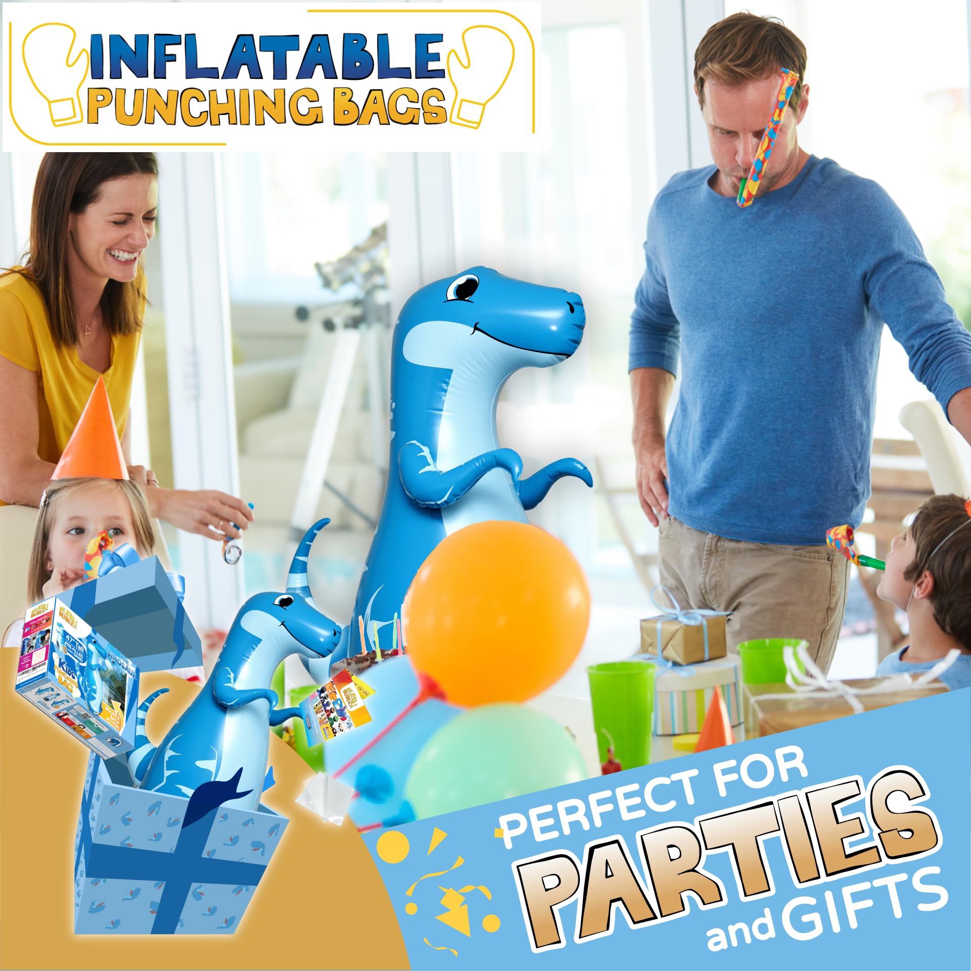 INFLATABLE DUDES Dinosaur 47 Pulgadas - Saco de Boxeo para - Imagen 4