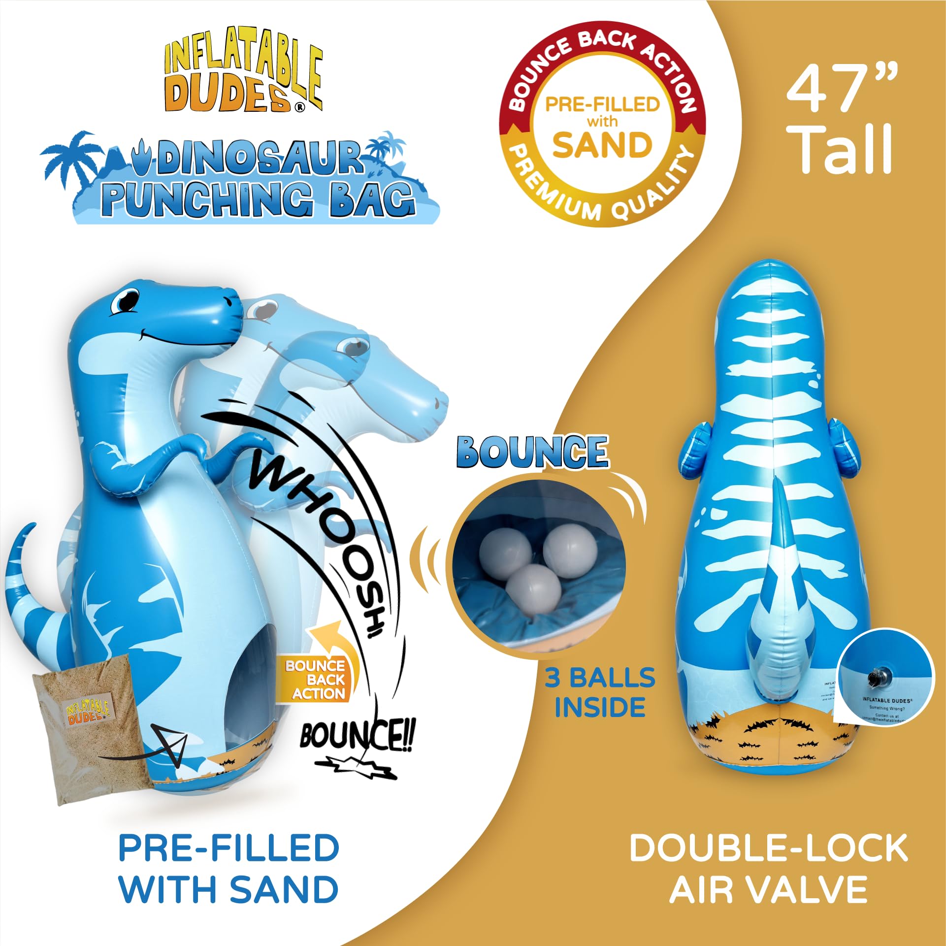 INFLATABLE DUDES Dinosaur 47 Pulgadas - Saco de Boxeo para - Imagen 6