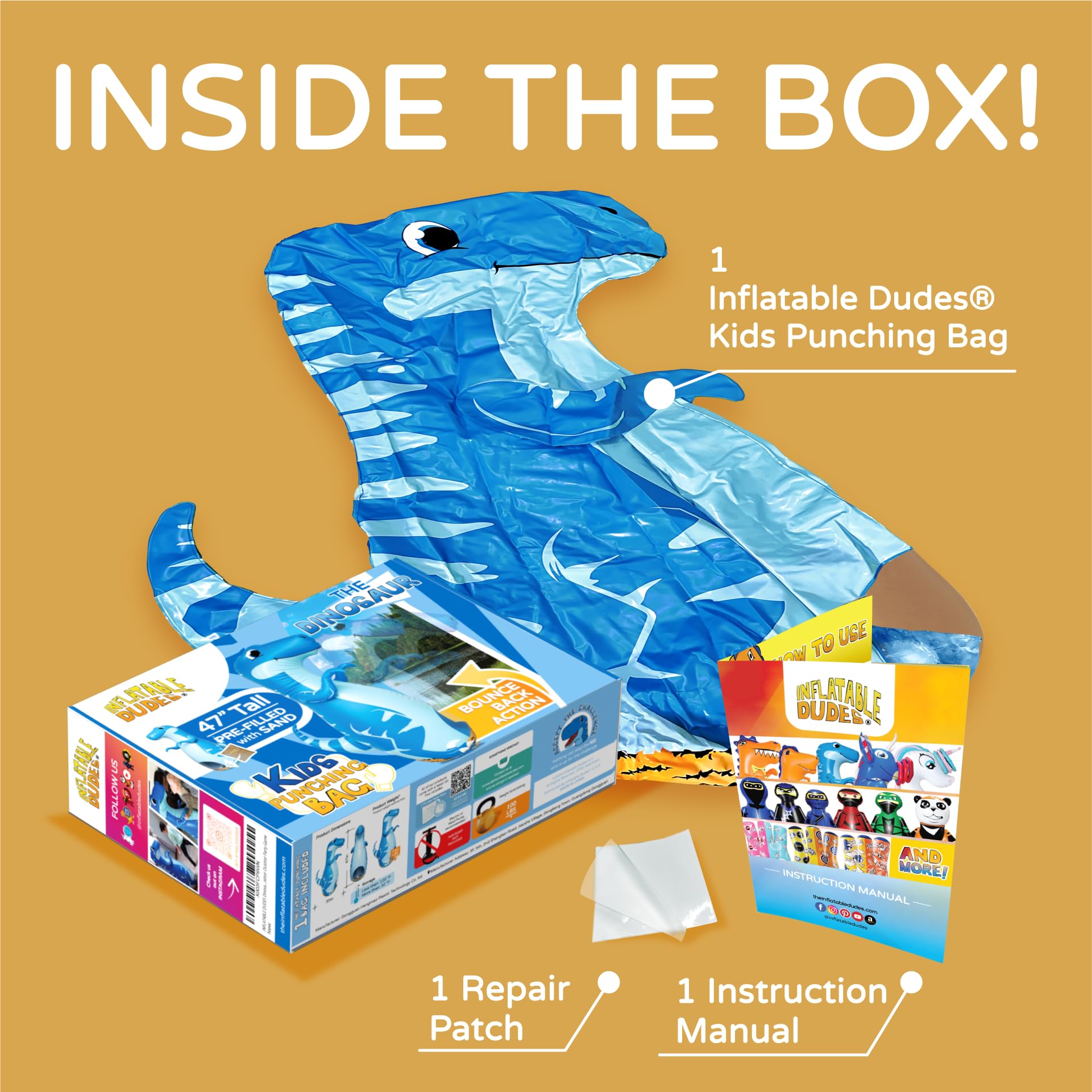 INFLATABLE DUDES Dinosaur 47 Pulgadas - Saco de Boxeo para - Imagen 7