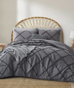 Juego de Edredón King Oli Anderson Gris 3 Piezas, Juego de