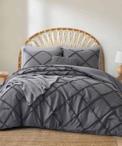 Juego de Edredón Oli Anderson Gris tamaño Queen con Adorno