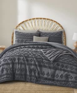 Juego de Edredón Queen Oli Anderson Gris con Diseño