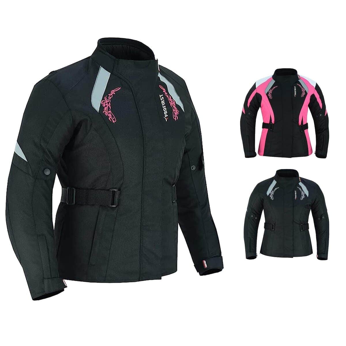 Chamarra de Moto para Mujer Impermeable (Rosa con Estampado