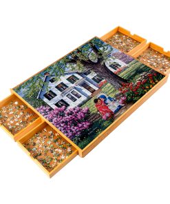 Tablero de Rompecabezas de Madera SereneLife con 4 Cajones