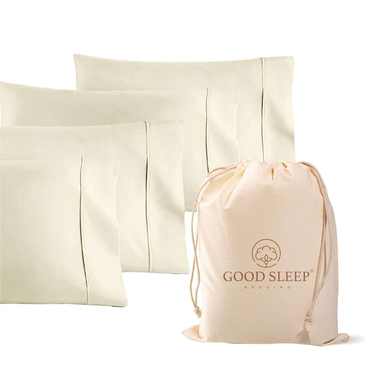 Set de 4 Fundas de Almohada King, 800 TC -Marfil
