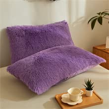 Juego de Edredón de Piel Sintética Morado para Queen - - Imagen 10