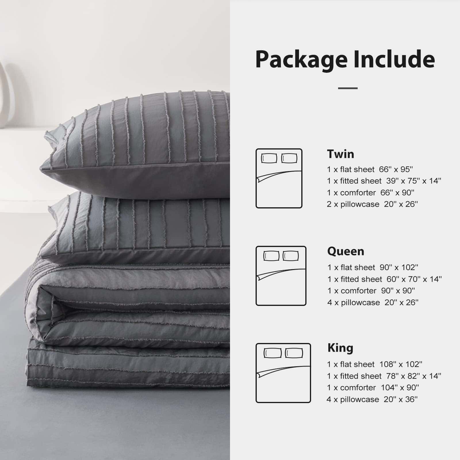 Juego de edredón gris tamaño queen, juegos de ropa de cama - Imagen 6