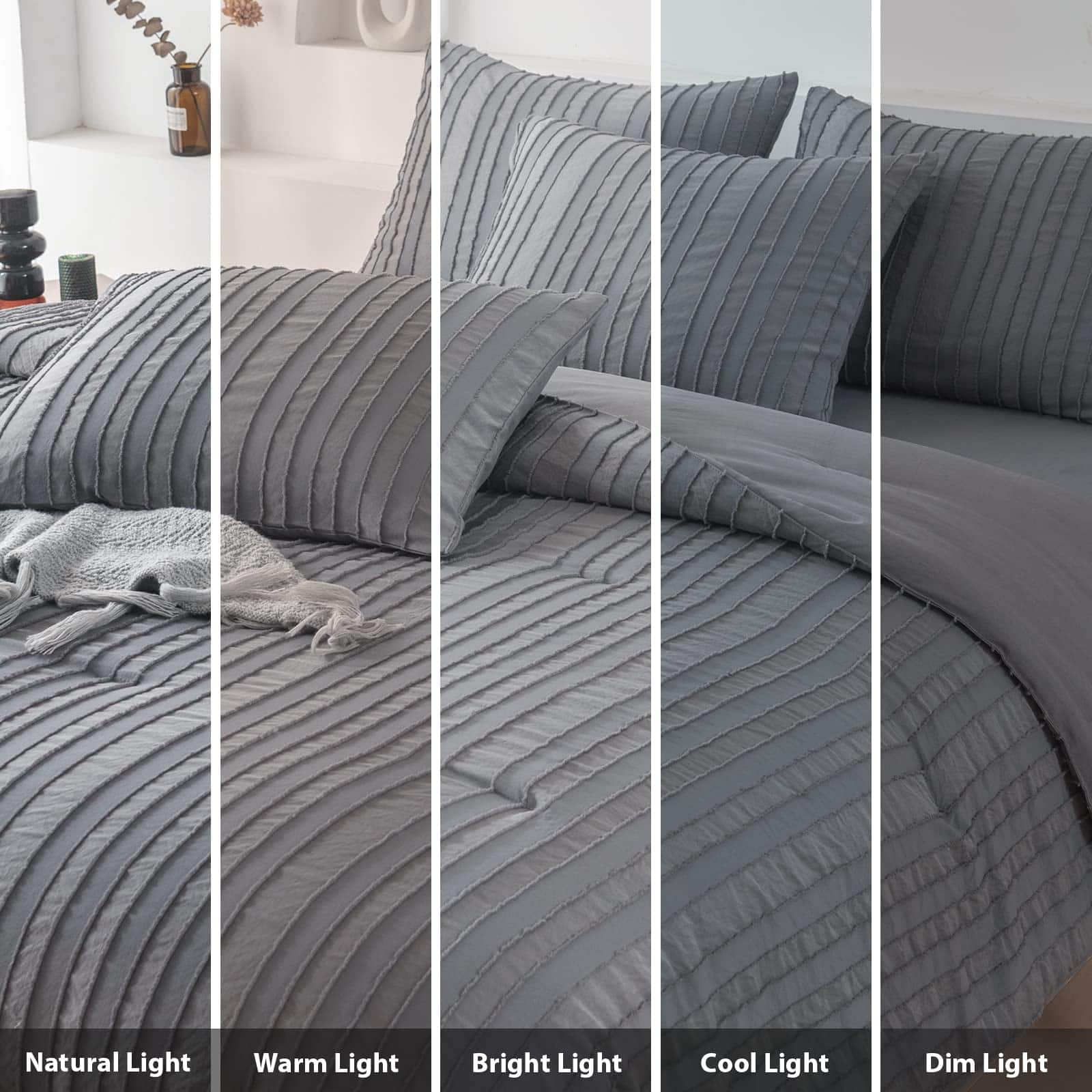 Juego de edredón gris tamaño queen, juegos de ropa de cama - Imagen 7