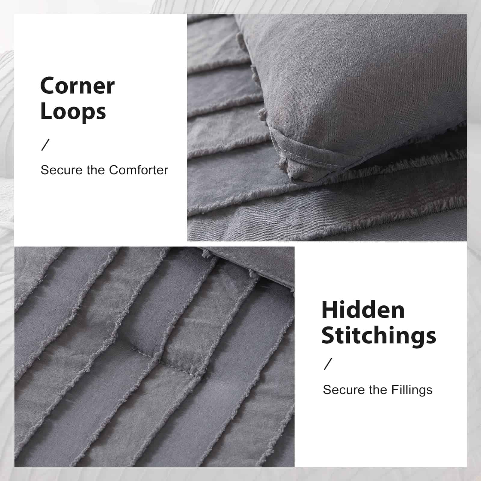 Juego de edredón gris tamaño queen, juegos de ropa de cama - Imagen 5
