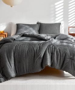 Juego de Edredón Gemelo Gris con Rayas Boho Edredón Ligero