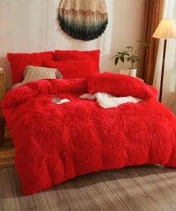 Juego de edredón de felpa suave rojo Queen?Set de edredón