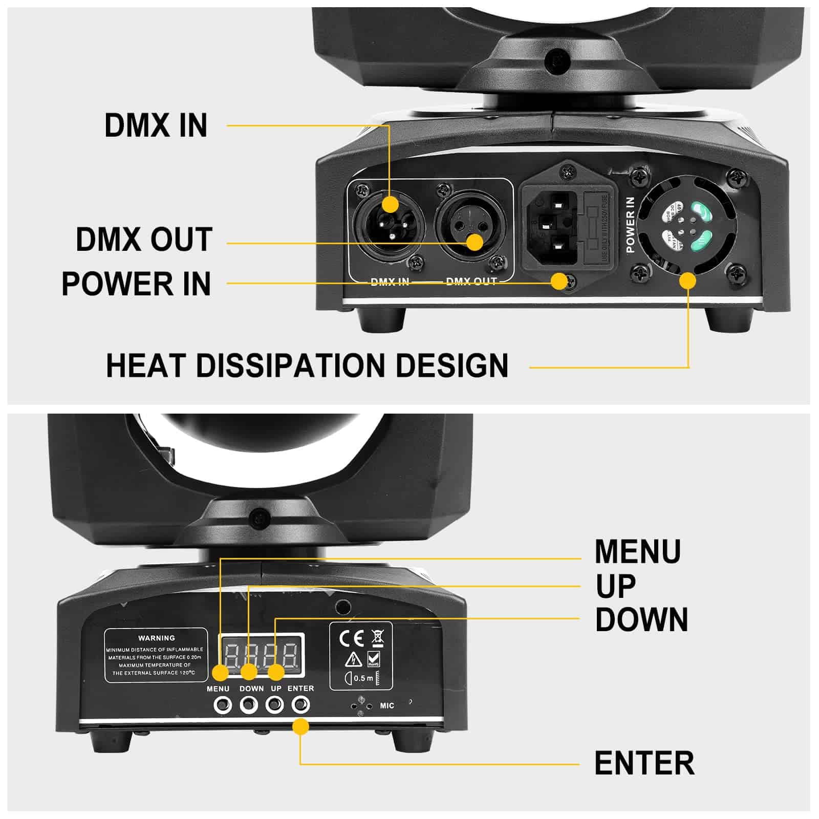 ZU&RU Luces de Escenario LED Luces Móviles de Cabeza 8 - Imagen 5