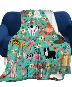 Manta de Gato Lindo Kawaii de Franela para Amantes de Gatos