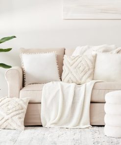 Conjunto de 4 Fundas de Cojín Boho en Crema 18x18 - Fundas