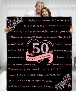 Manta de Cumpleaños Feliz 50 Años para Mujeres, Regalo de