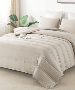 Juego de Edredón Anna.Z de 3 Piezas, Relleno -Taupe