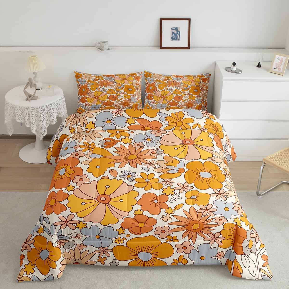 Erosebridal Hippie Flower Juego de Edredón King