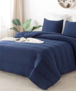 Juego de Edredón Anna.Z de 3 Piezas, Relleno -Azul Marino