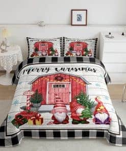 Juego de Edredón de Duendes de Navidad Estilo Rústico