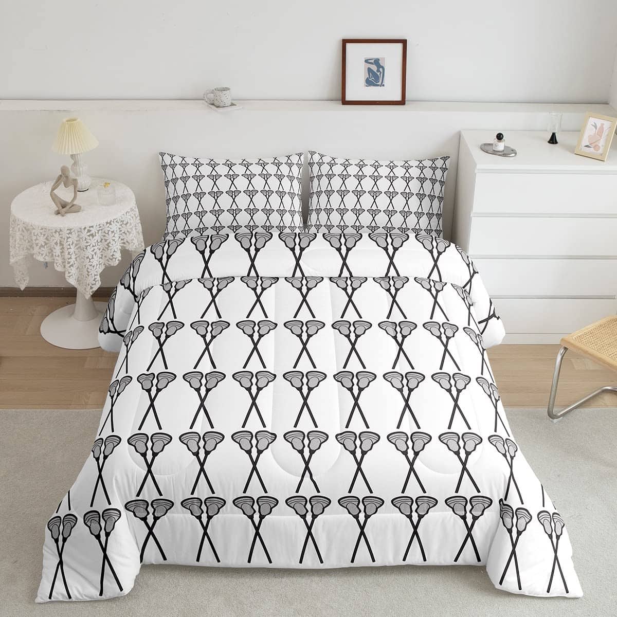 Juego de Edredón Erosebridal de Palos de Lacrosse para Cama