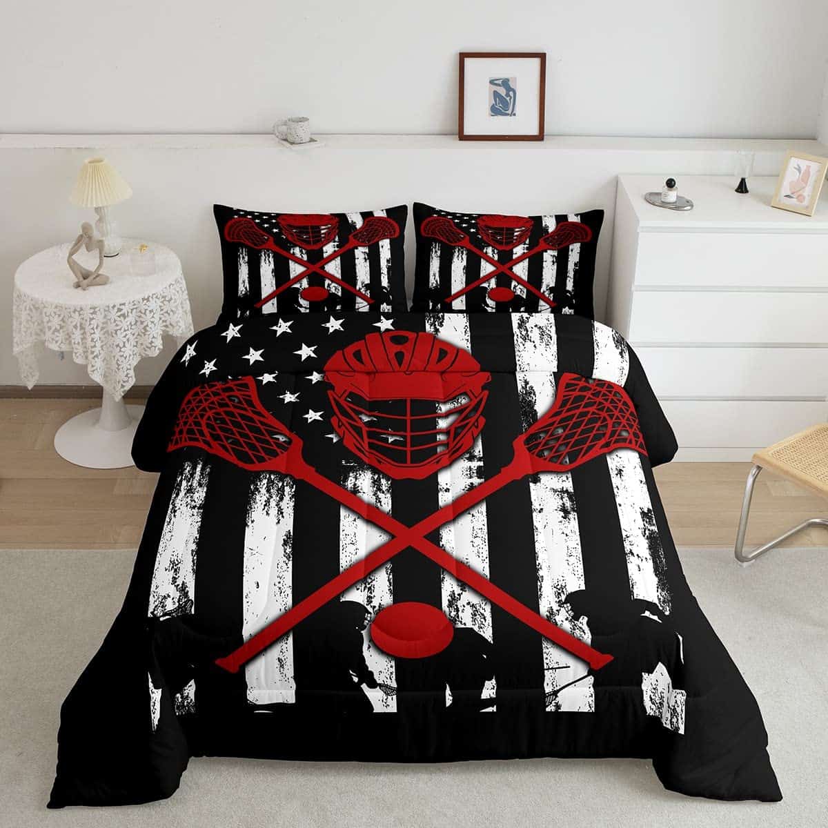 Juego de Edredón de Lacrosse para Adolescentes Juveniles,