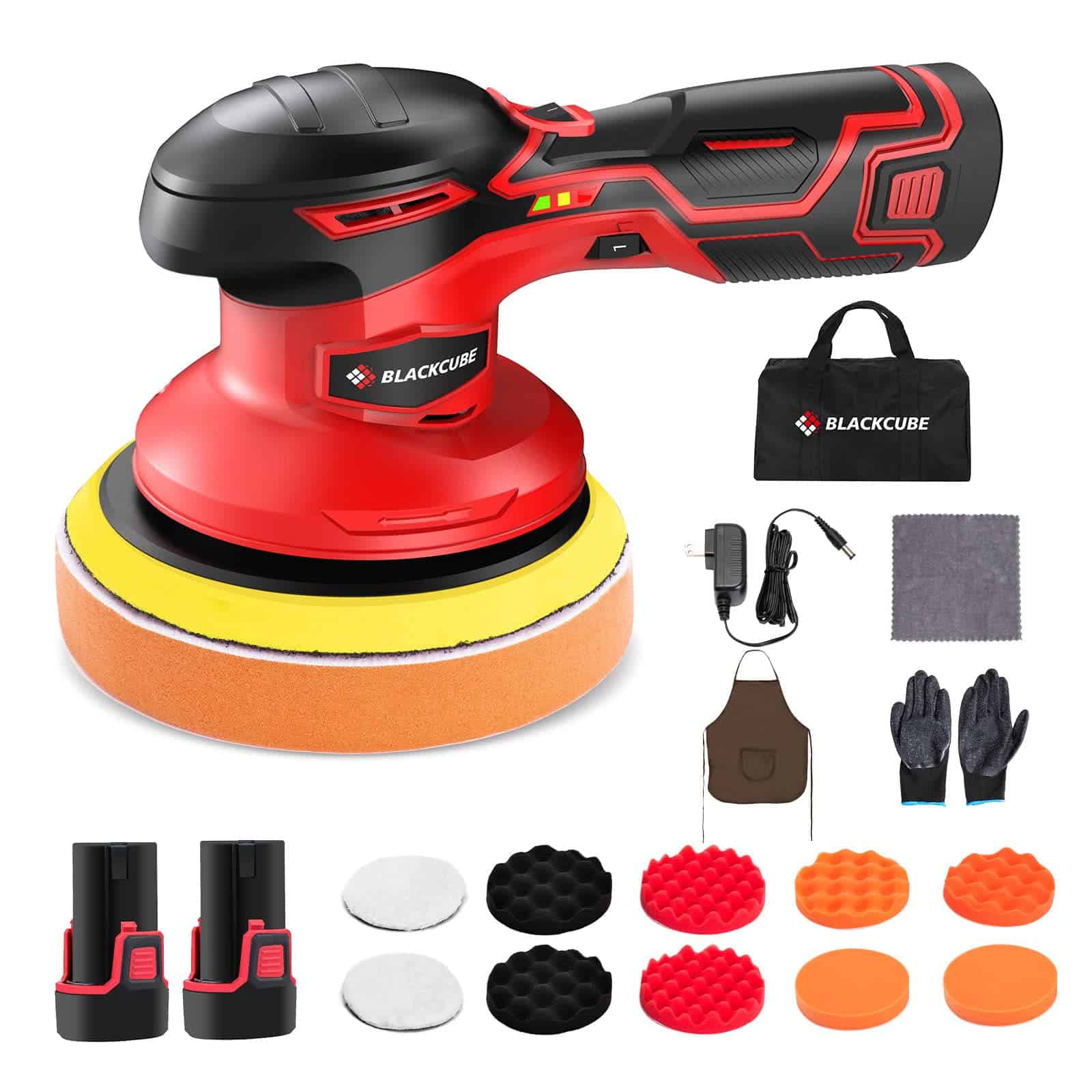 BLACKCUBE Pulidora Inalámbrica para Coche - 2PCS Batería