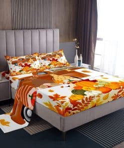 Juego de sábanas de calabazas de otoño lindos duendes de