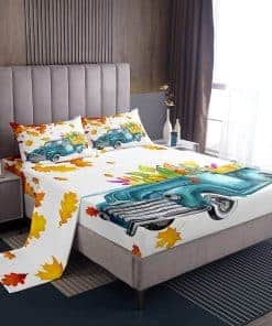 Juego de Sábanas para Cama King, Hojas de Calabaza Otoño