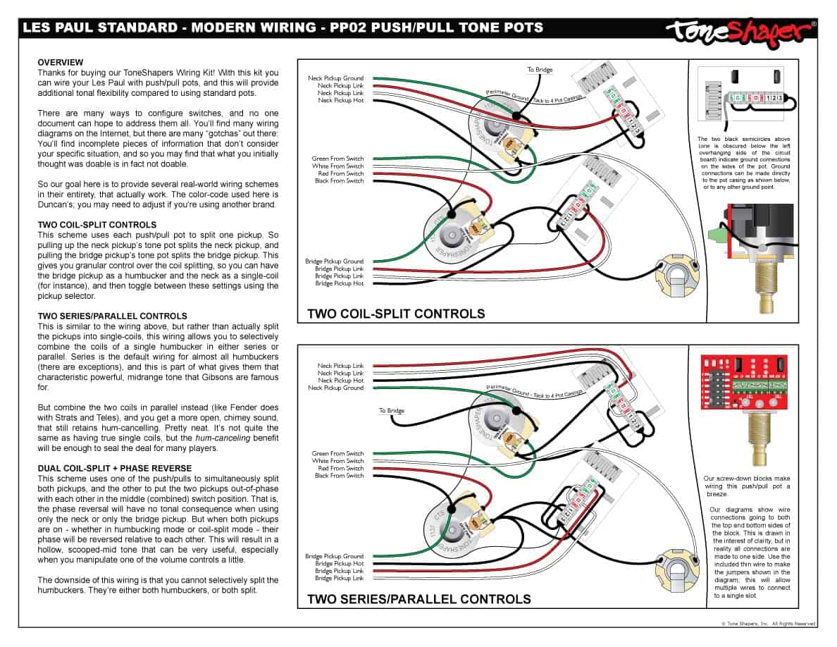 Kit de Cableado Les Paul, PP02 Push/Pull Pots Sin - Imagen 6