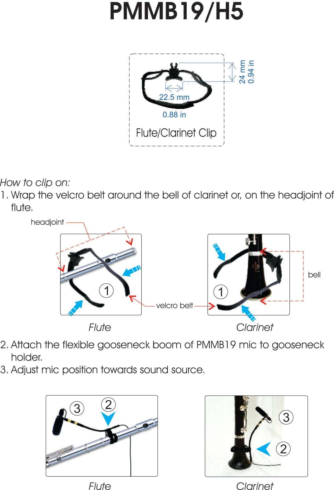 Micrófono para Instrumento Musical Flauta y Clarinete - Imagen 5