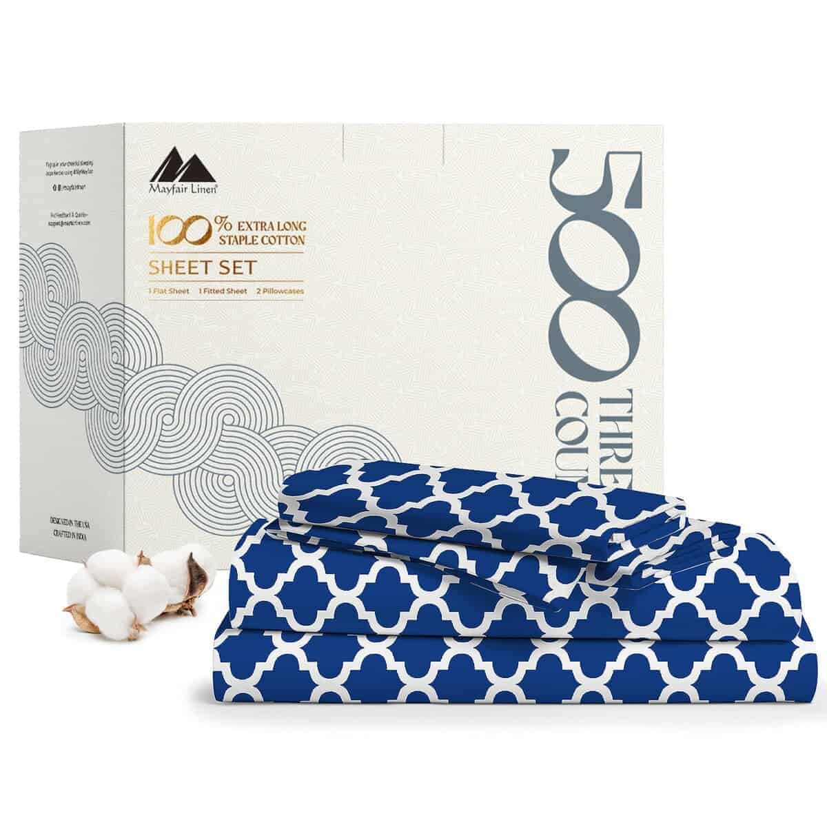 Juego de Sábanas de Algodón 100% Estampadas Mayfair Linen