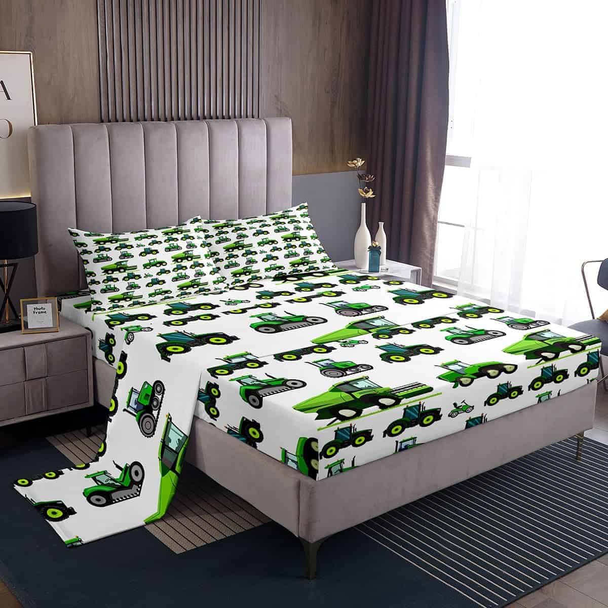 Juego de sábanas para cama de construcción para niños de