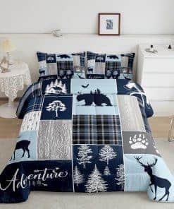 Edredón de Caza Oso Ciervo, Juego de Edredón a Cuadros