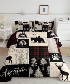 Edredón de cabaña retro navideño Rustic Lodge Patchwork