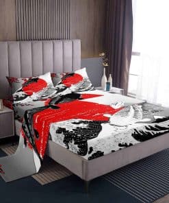 Juego de Sábanas Mont Fuji Estilo Japonés Pez Koi Sábana