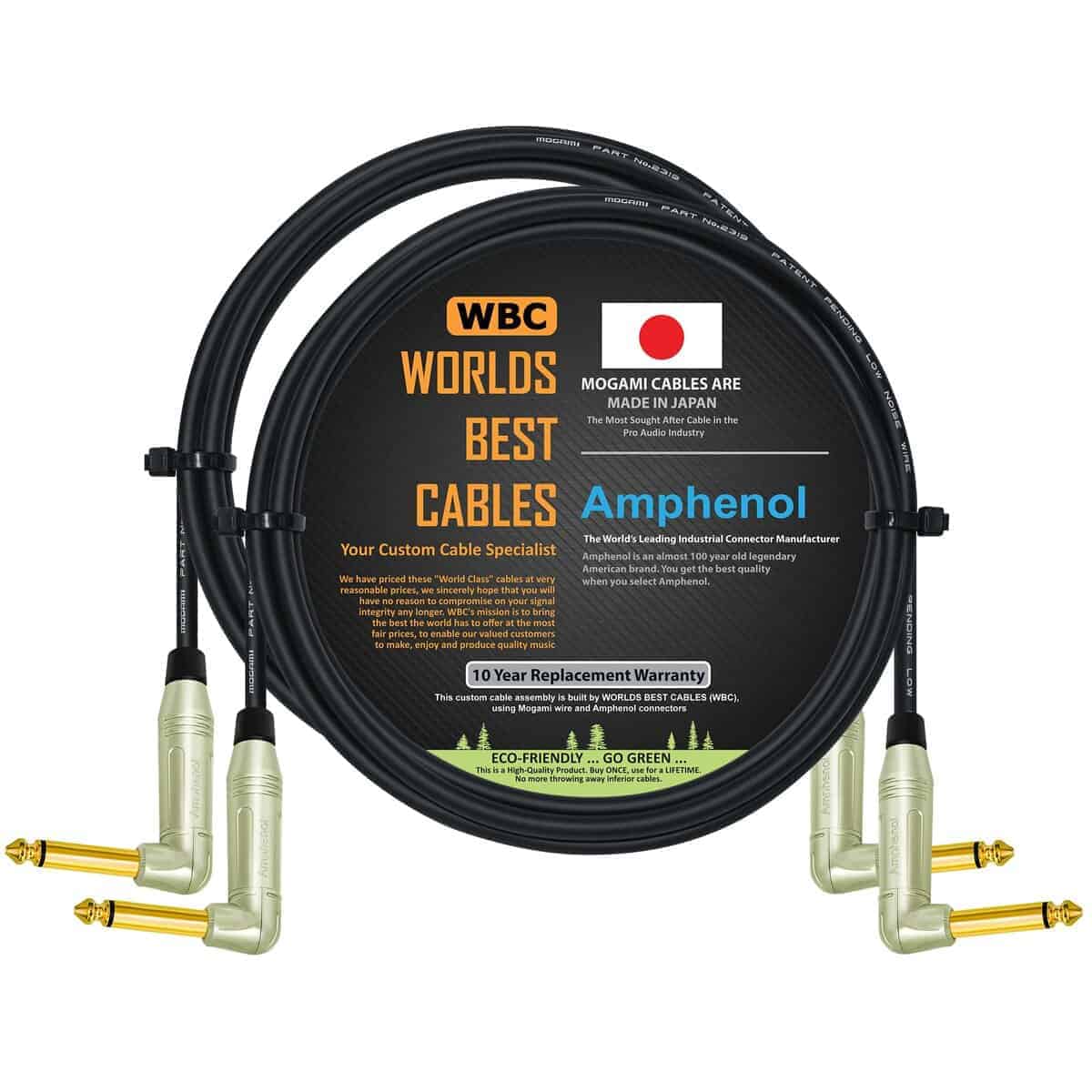 2 Unidades - 3 Pies - Cable para Pedal, Efectos, Patch,