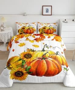 Juego de edredón de calabazas de otoño para cama King Size