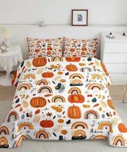 Colcha de Halloween para niños con arco iris, tamaño king