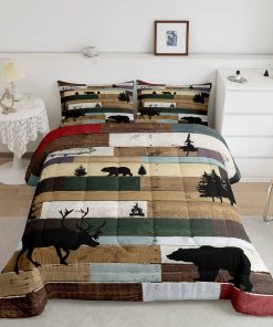 Juego de edredón Erosebridal Bear Deer King Farmhouse