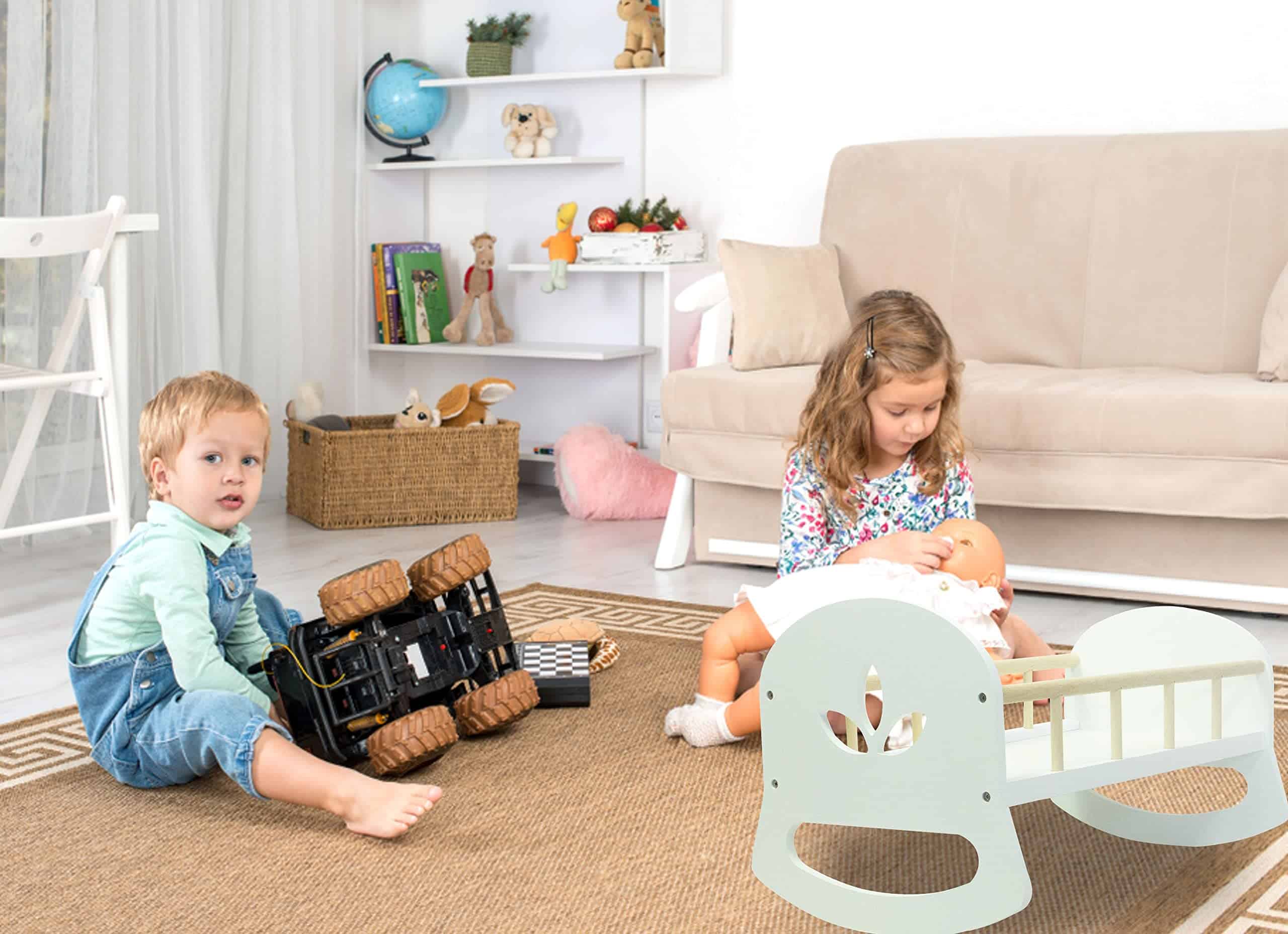 Cuna Leonora Blanca de Estilo Escandinavo para Muñecas - - Imagen 3