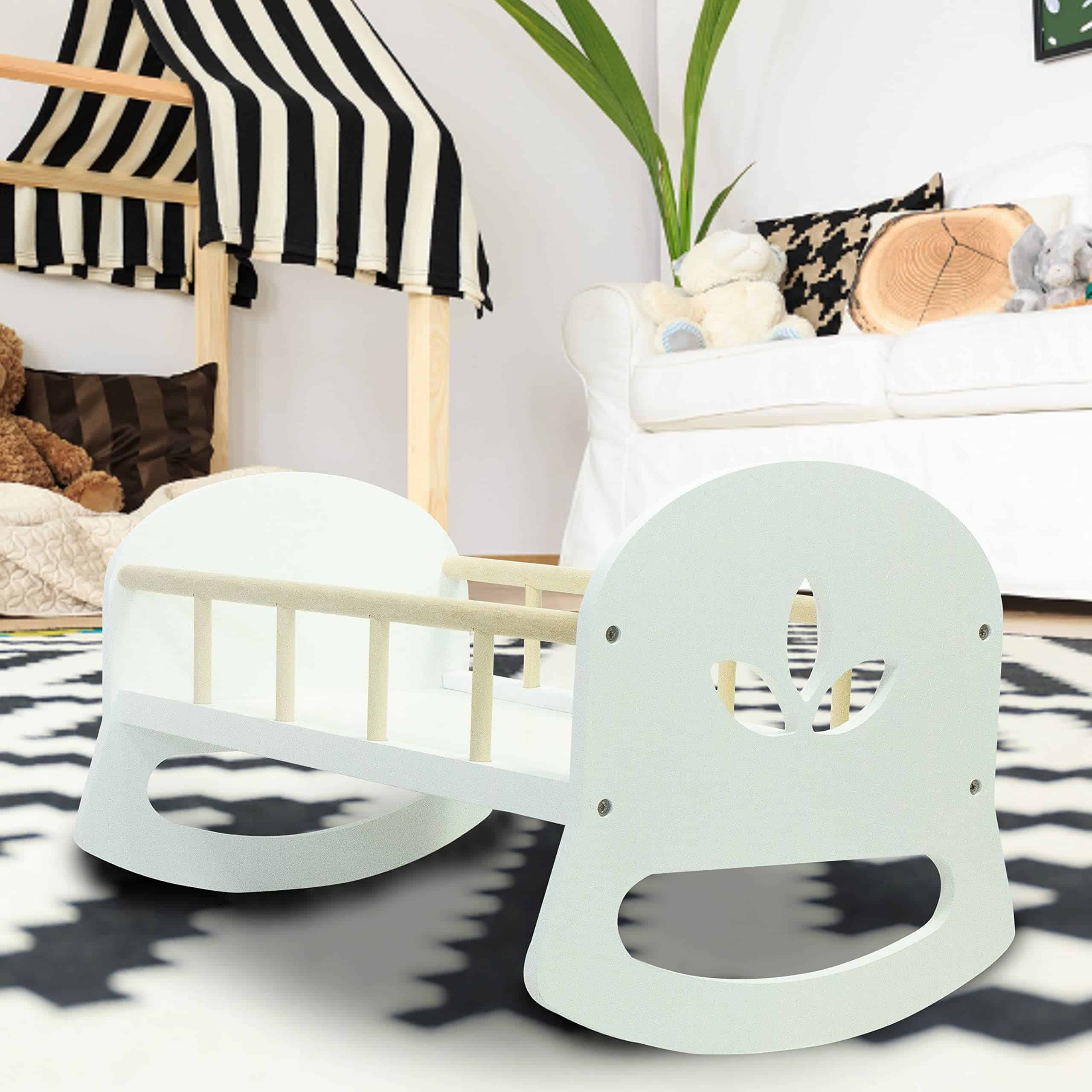 Cuna Leonora Blanca de Estilo Escandinavo para Muñecas - - Imagen 4